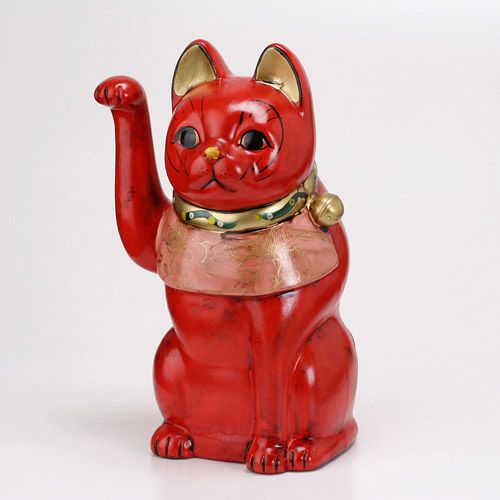 丸靖製陶所
古色猫 招き猫（右手）