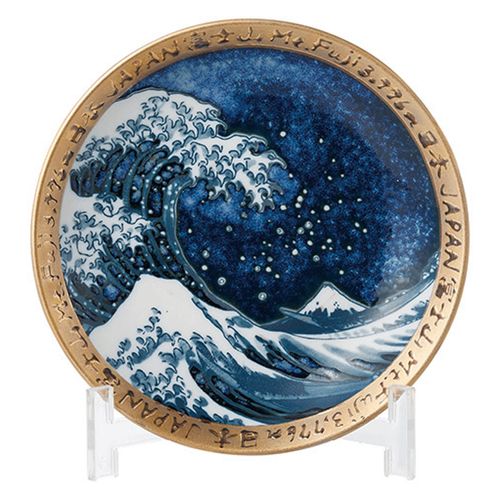 イチヤマ
神奈川沖浪裏 5寸皿（青） 縁金
