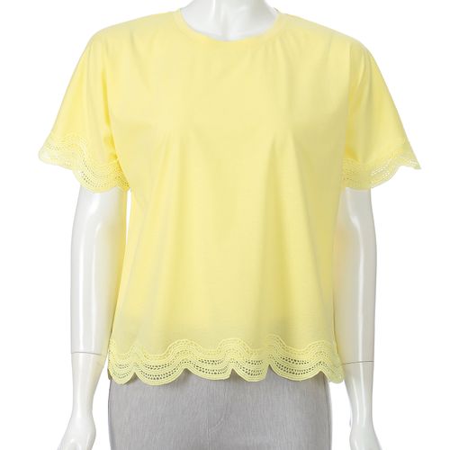 外与　
シルケット綿レース使いTシャツ