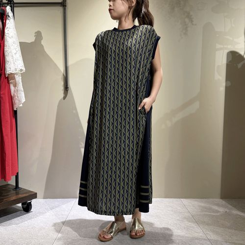 玉一商店　
プリント×シルケットスムースワンピース