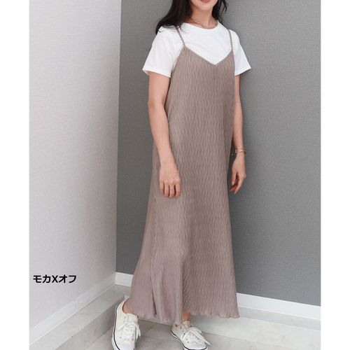 リブ
マルレーヌジョベルプリーツキャミワンピース＋Tシャツセット
