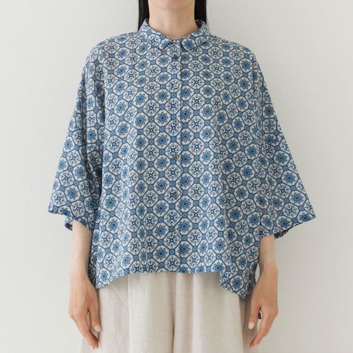 ピープル
Crea delice コットンリネン総柄プリント ワイドスリーブブラウス