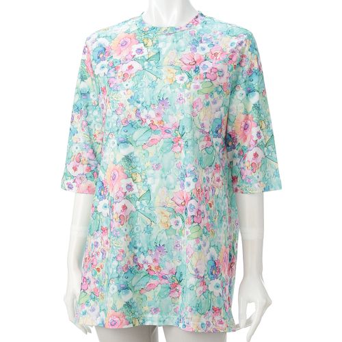 ビワレ　
ロングチュニックボカシプリント