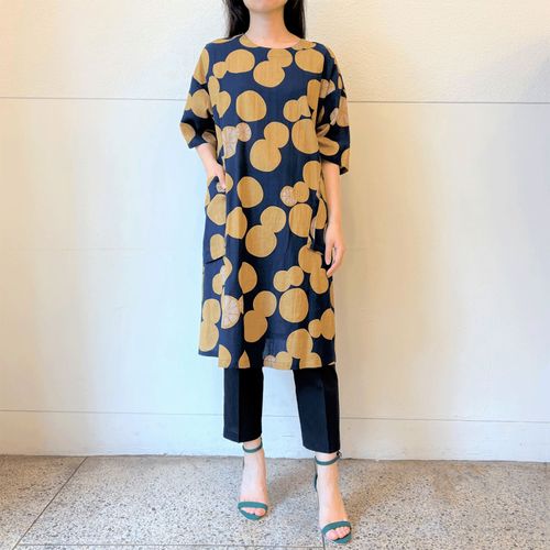 三澤　
インド綿麻ポケット付きワンピース