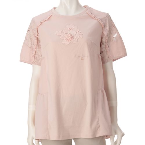 ジェイシーインターナショナル
Super Beauty 花モチーフ付袖レース切替チュニックTシャツ