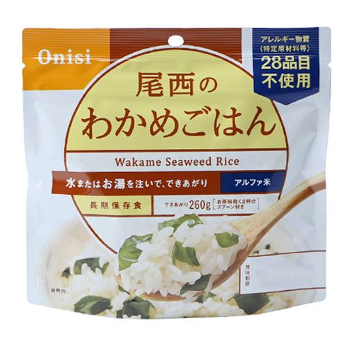 4970088140225



601



昭産商事　
長期保存食アルファ米尾西のわかめご飯