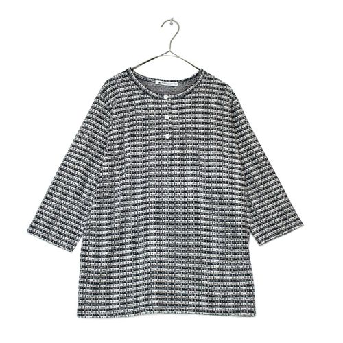 ジジョン
T’BISSTUDIO七分袖SJQ犬ボーダ－ヘンリーネックプルオーバー