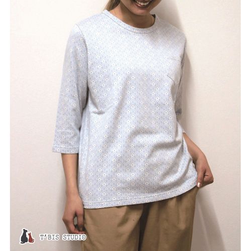 ジジョン
T’BISSTUDIO七分袖SJQ花柄胸ポケット付クルーネックカットソー