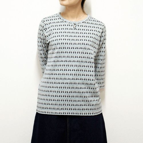 ジジョン
T’BISSTUDIO七分袖SJQネコ柄涙開きクルーネックカットソー