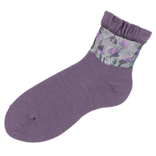 桑メリヤス
25AW シースルーソックス クルー丈 カシミヤ混 お花畑