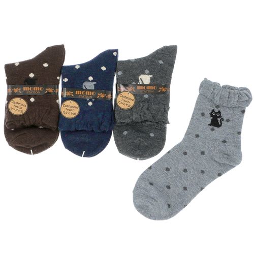 モモステーション
クルー丈 カシミヤ混 ポイント猫 靴下
