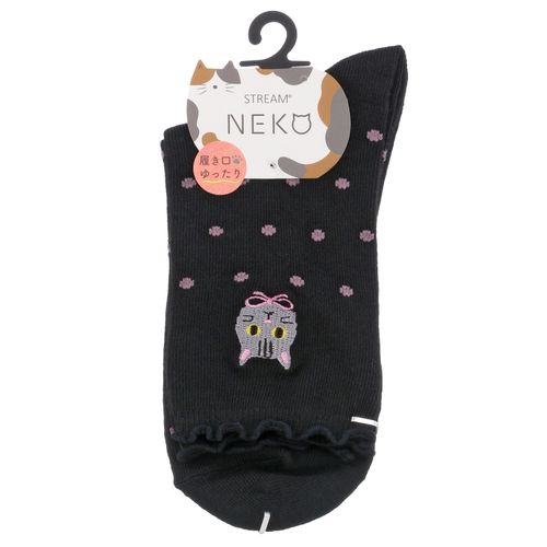 アシスト
STREAM クルー丈 リボン ねこ刺繍 靴下