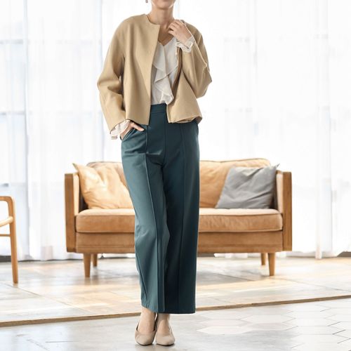パレ・フタバ　
Reginetta スフレ起毛 ピンタックワイドストレート