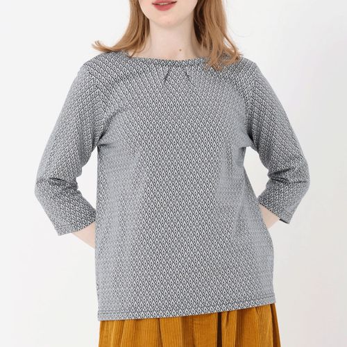 ジジョン
T’BIS STUDIO 七分袖 花×ダイヤ柄ジャカードタッククルーネックPO