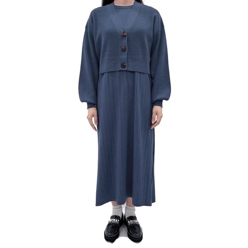 シシエス
ワイドリブノースリーブワンピース畦カーディガンSET
