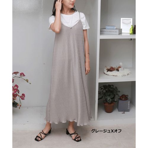 0



0



リブ
マルレーヌジョベル プリーツキャミワンピース＋Tシャツセット