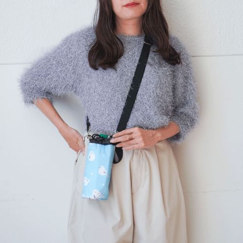 0



0



東邦撚糸　
保冷シマエナガ柄ショルダー紐付きボトルホルダー