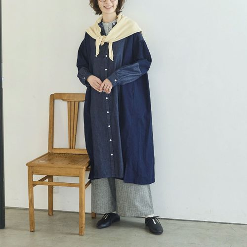 ノンノ
cloudnine ノンノ 6ozインディゴデニムコンビ使いワンピース