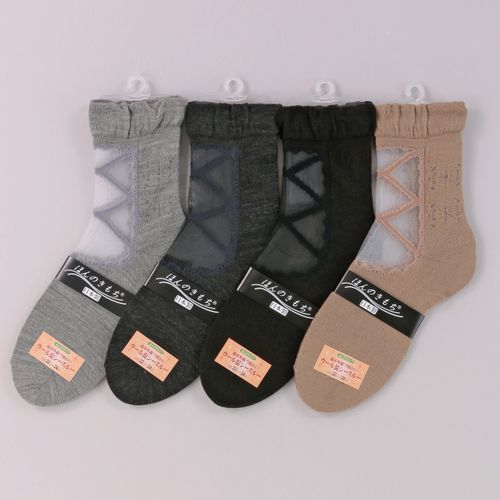 ナコー
シースルーソックス ほんのきもち 毛混 透かし編み上げ 靴下