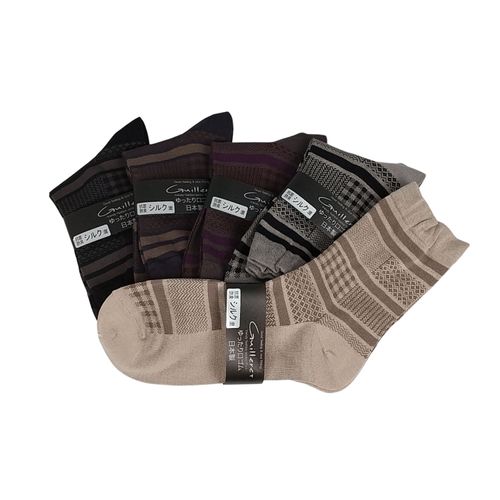 キングオリジナル
ギュレ ジャガード チェック柄 シルク混 靴下