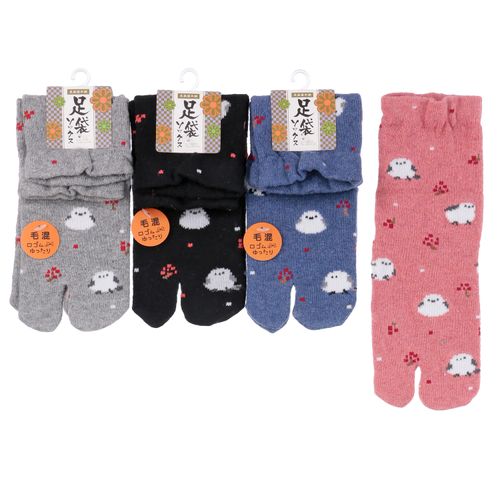 常峰ソックス
クルー丈 足袋 毛混 シマエナガ 靴下