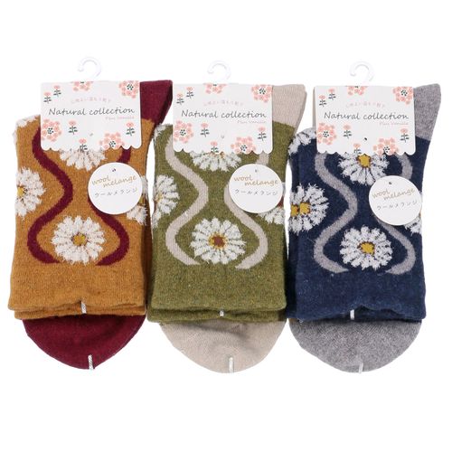 エイコー
Natural Collection クルー丈 ウールメランジ パターンモール花柄