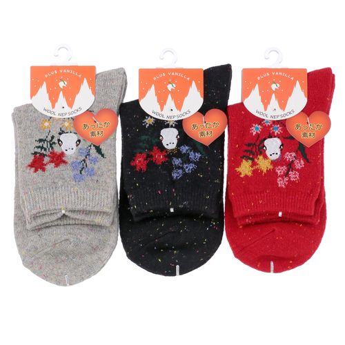 エイコー
PLUS VANILLA クルー丈 ネップモール花柄 シマエナガ刺繍