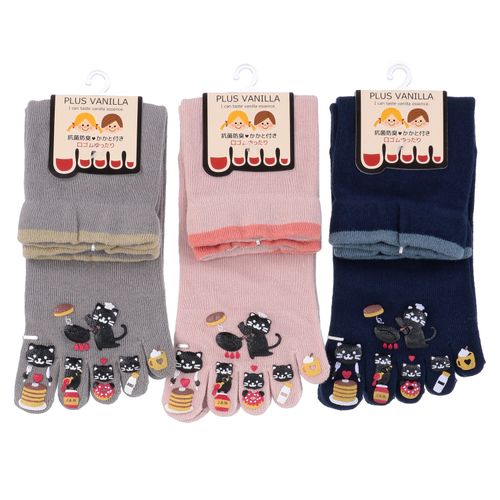 エイコー
PLUS VANILLA クルー丈 5本指 お菓子大好き黒猫ラバー