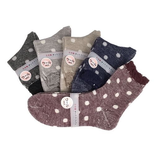 キングオリジナル
クルーソックス アクリルバルキーウール ドット柄 靴下
