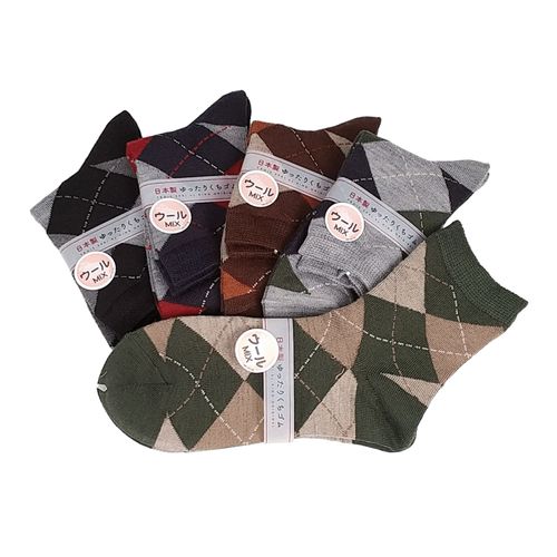 キングオリジナル
クルーソックス ウール混 アーガイル柄 靴下