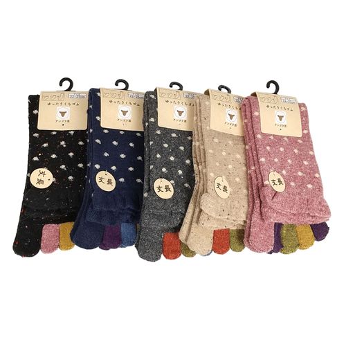 キングオリジナル
5本指 アンゴラ混 丈長 ドット柄 靴下