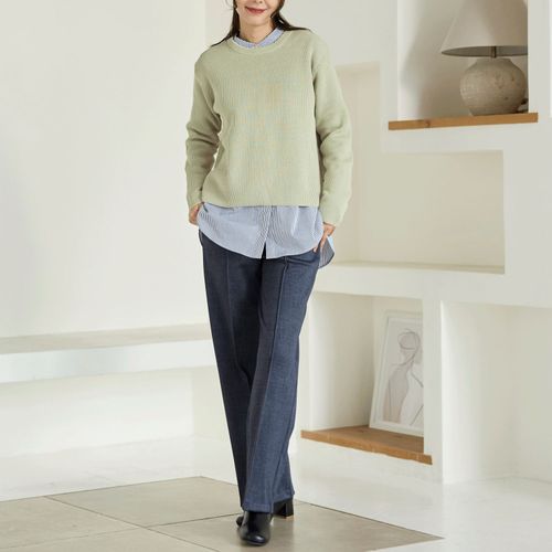 パレ・フタバ
Reginetta エステル裏起毛デニムプリント ピンタックワイド