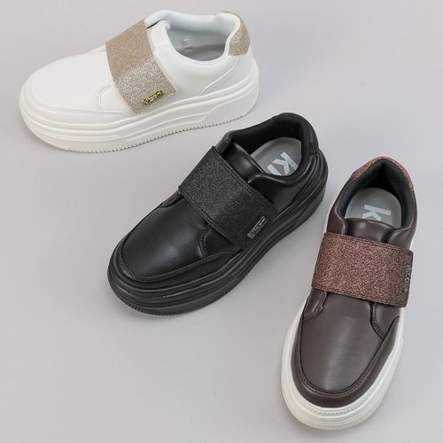 ハスキー
Kitson ベルクロ 厚底ラメスニーカ－ 1502