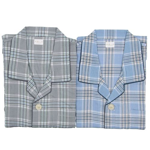 グンゼ
GUNZE 快適工房 紳士 ダブルガーゼ長袖長パンツパジャマ チェックM／L