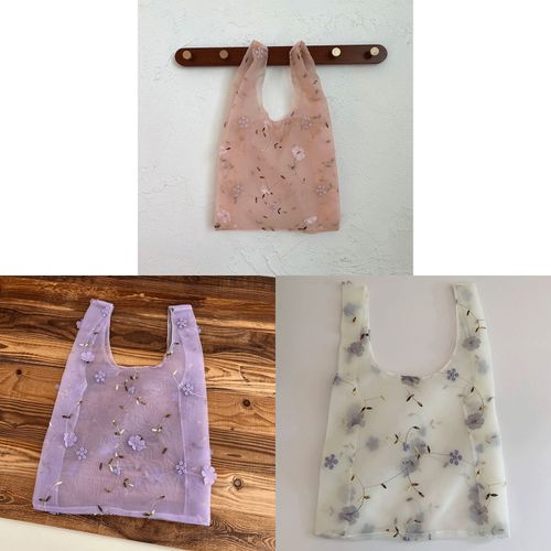 ジェノバ
花モチーフ付チュールクリ手バッグ