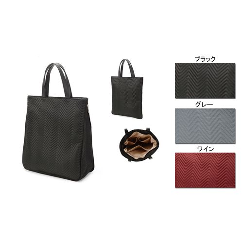 ラルジュ
幾何学キルティングA4縦型拡張バッグ