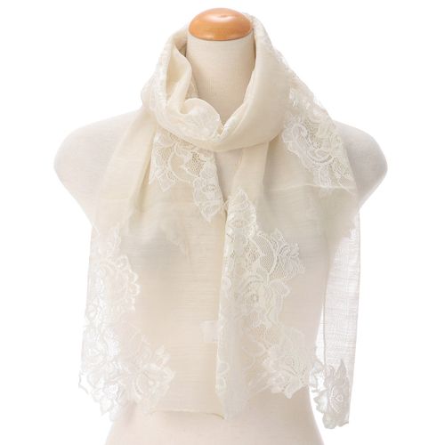 ラヴィングジャパン
インド製 ウールシルクレース切り替えストール