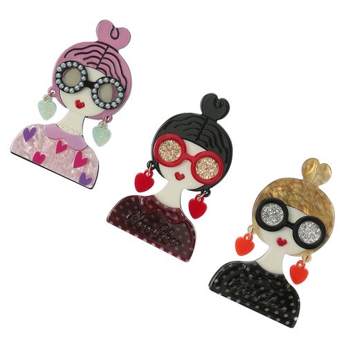 サード　コレクション
アクリルブローチ 女の子眼鏡