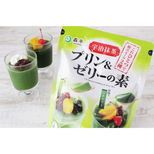 4901321519157







共栄製茶
森半抹茶プリン＆ゼリーの素（業務用・500g）