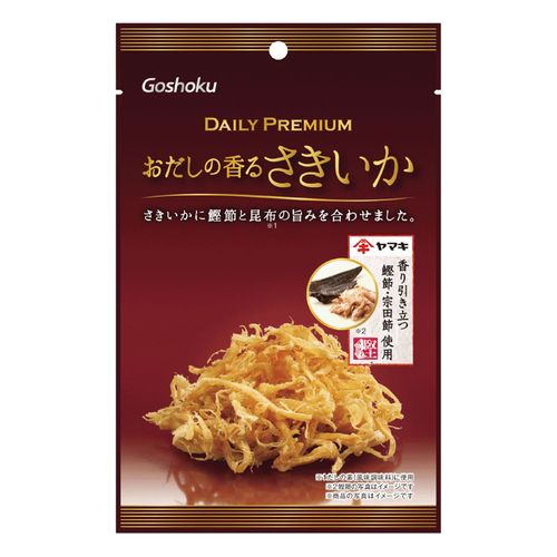 4901540419443







合食
デイリープレミアム おだしの香るさきいか