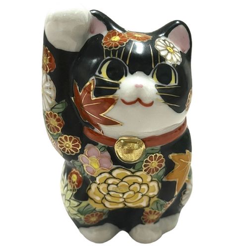 マルヨネ
九谷焼 3号猫黒地上花詰右手