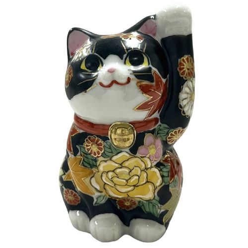 マルヨネ
九谷焼 3号招猫黒地上花詰左