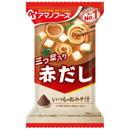 4971334204111







アサヒグループ食品
アマノフーズいつものおみそ汁赤だし（三つ葉入り）