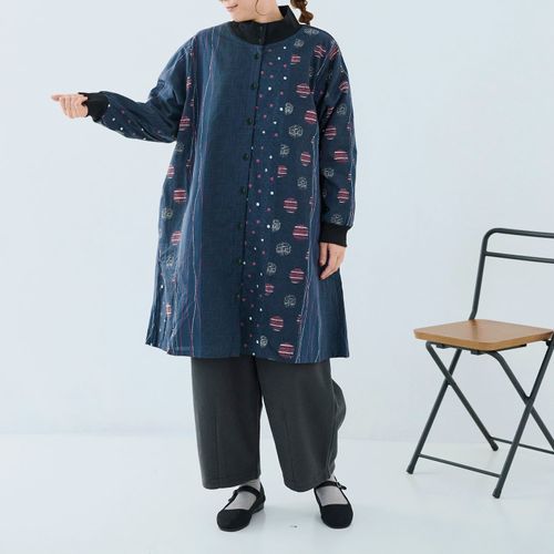 ノンノ
cloudnine ノンノ 和柄裏フリース前開きワンピース カイロポケット付き