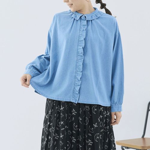 ノンノ
cloudnine ノンノ 布帛デニムフリル付ブラウス