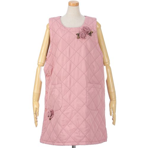 錦衣紡
中綿キルト花モチーフ脇ボタンエプロン