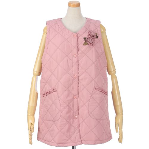 錦衣紡
中綿キルト花モチーフ前開きベスト