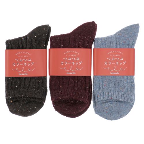 ギャレット
クルー丈 つぶつぶカラーネップ リンクス柄 靴下