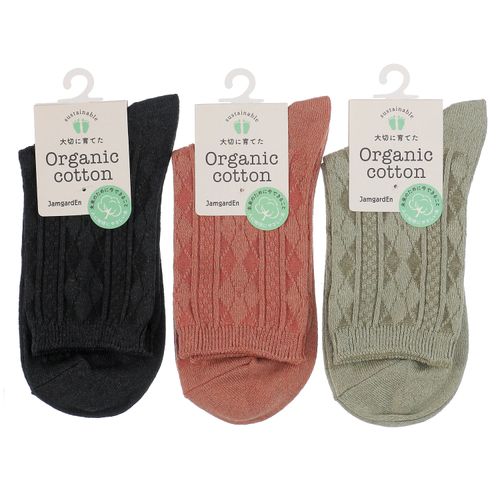 ギャレット
クルー丈 オーガニックコットン アーガイル柄 靴下