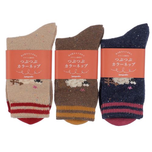 ギャレット
クルー丈 つぶつぶカラーネップ ひつじ柄 靴下